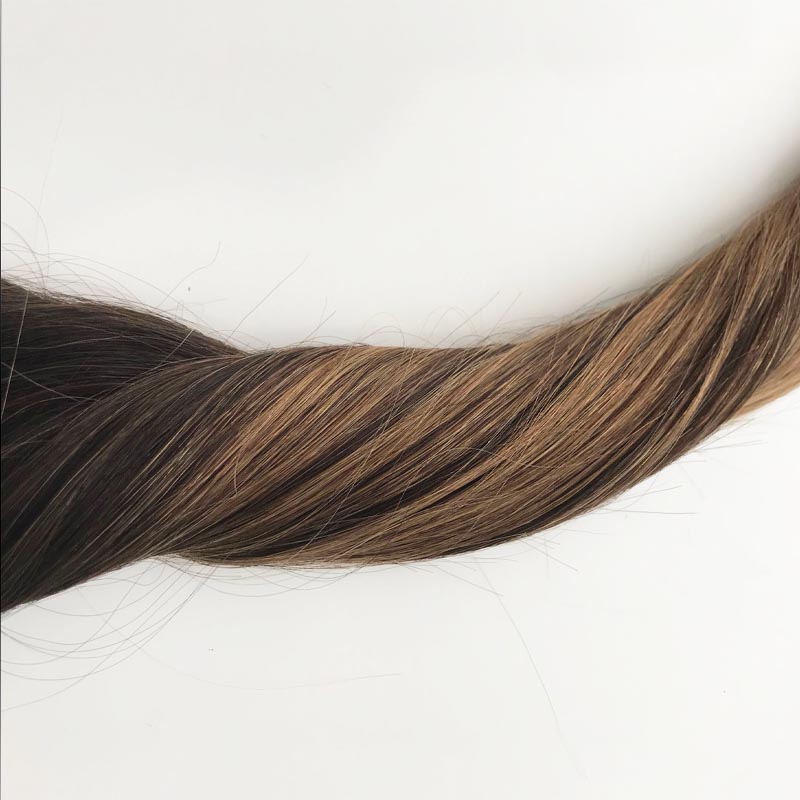 Brazilian Human Hair Extensions Color Balayage Highlights #2 Darkest Brown Fading to #6 Medium Brown Human Hair Weave Bundles 100g