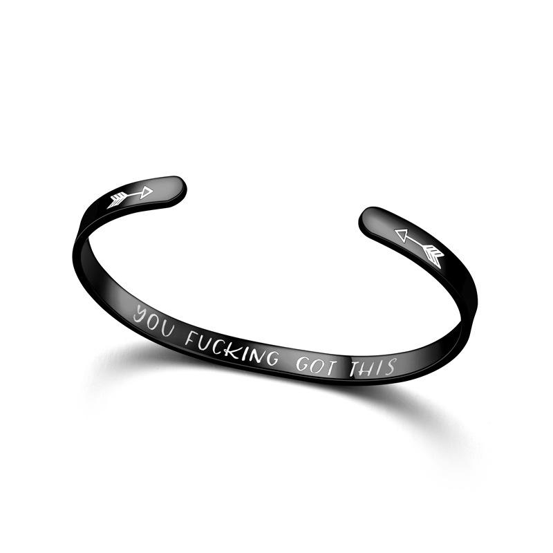 Encouragement Bracelet for Women Men Jewelry Cuff Wristband Bangle Stainless Steel Engraved Friendship Bracelets Inspirational Gift