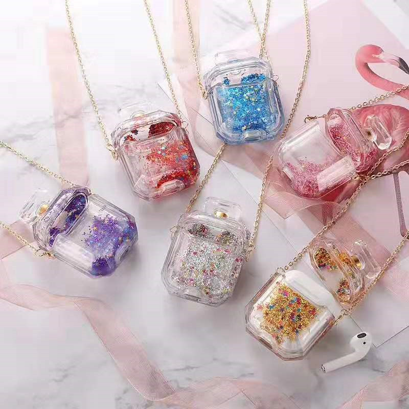 For Airpod Case Protective Cover perfume Bottle Quicksand TPU Earphone Cases Air pods Protecte Shell With Chain
For Airpod Case Protective Cover perfume Bottle Quicksand TPU Earphone Cases Air pods Protecte Shell With Chain