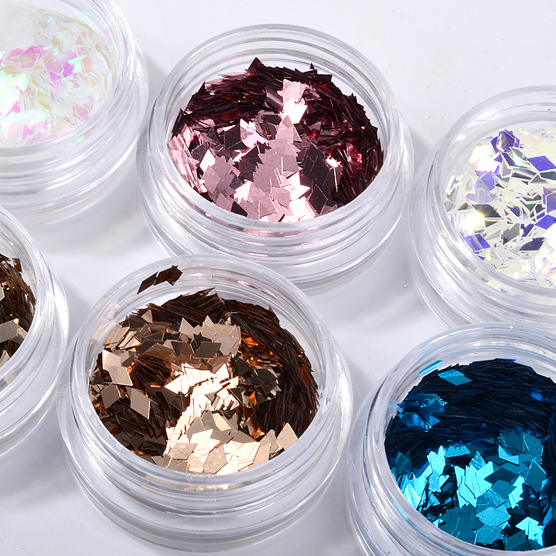 6 Pots Rhombus Nail Art Sequins Laser Holo Nails Glitters Powder Set 3d Tips Manicure Accessories Gel Polish Decorations DIY New C19011401