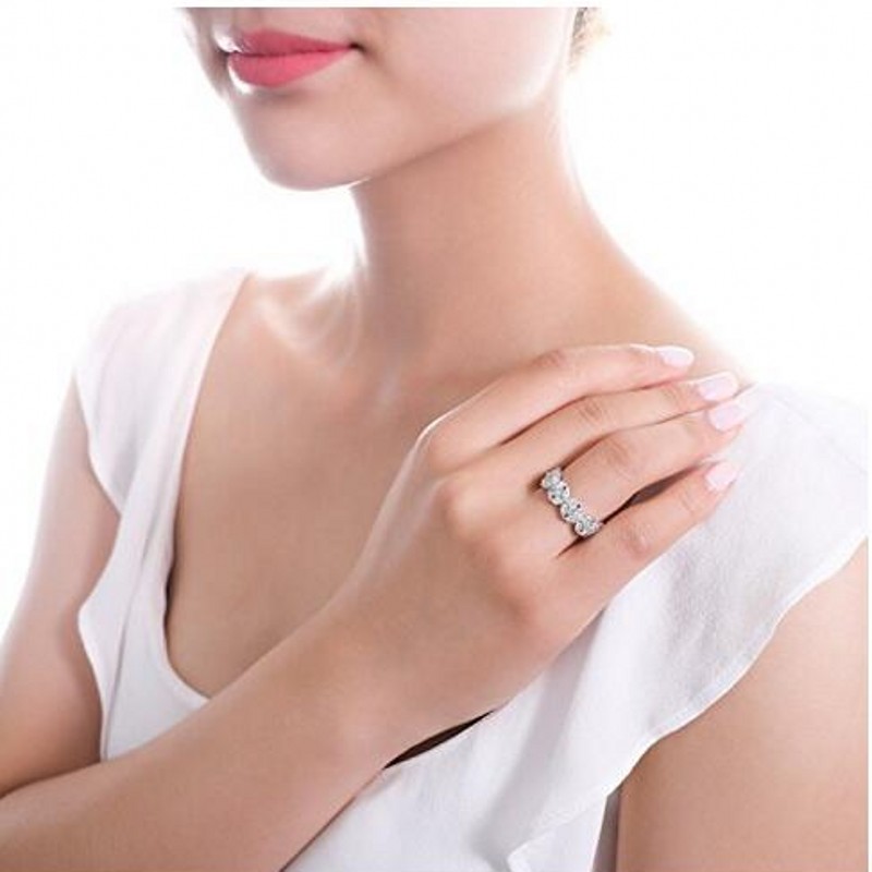 vecalon Flower shape Promise Finger Ring 925 Sterling Silver Diamond Engagement Wedding Band Rings For Women Jewelry Gift
