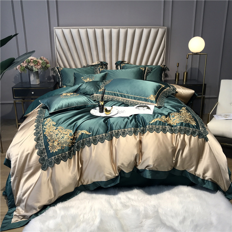 600TC Egyptian cotton Embroidered Four-Piece Lace Machine Embroidery High-End Hotel king size Bedding set, Loulan-red
600TC Egyptian cotton Embroidered Four-Piece Lace Machine Embroidery High-End Hotel king size Bedding set, Loulan-red