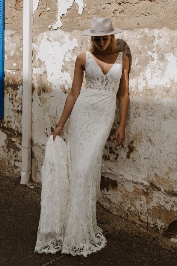Daisy Brides 2019 Mermaid Wedding Dresses V Neck Lace Appliqued Sweep Train Bohemian Wedding Dress Custom Made Plus Size Vestidos De Novia