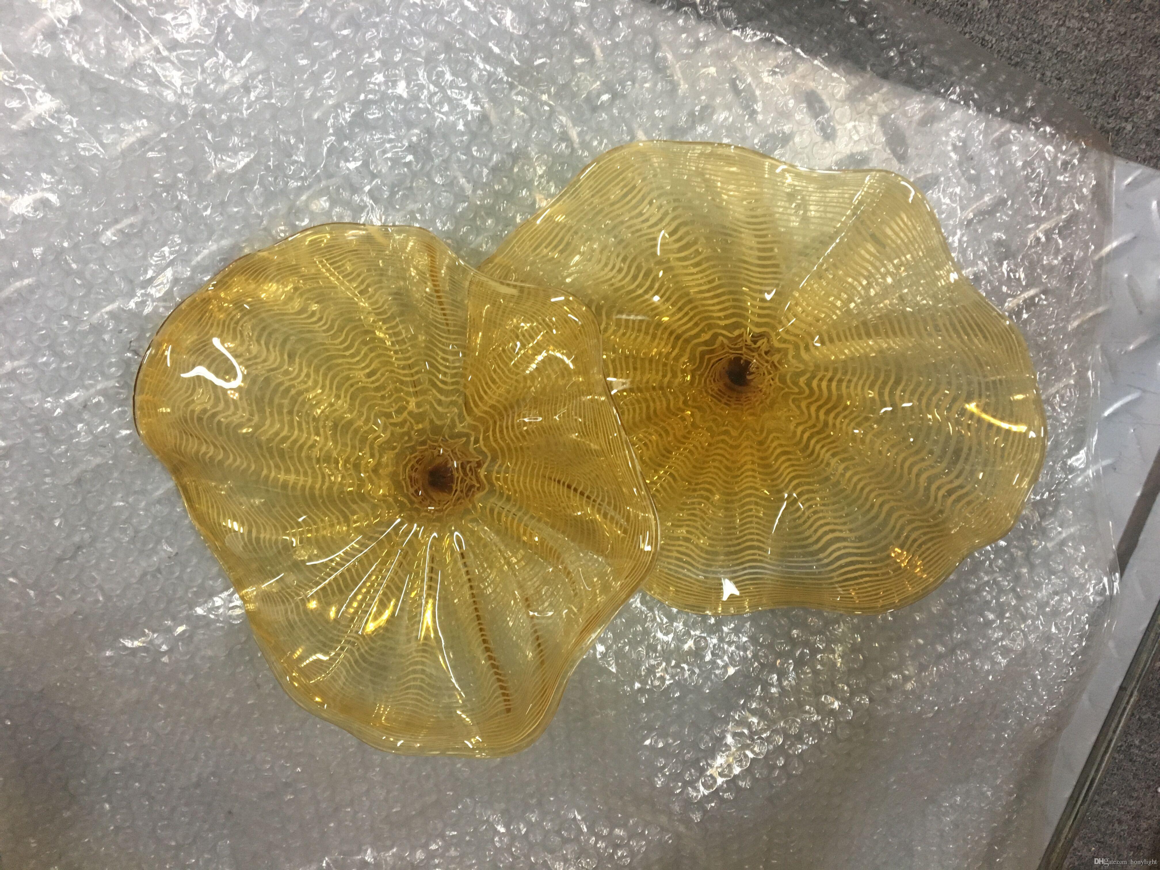 Hotel Gallery Art Decoration Large Murano Flower Glass Plates Chandelier LED Bulbs 100% Hand Blown Glass Chandelier Light Fixture