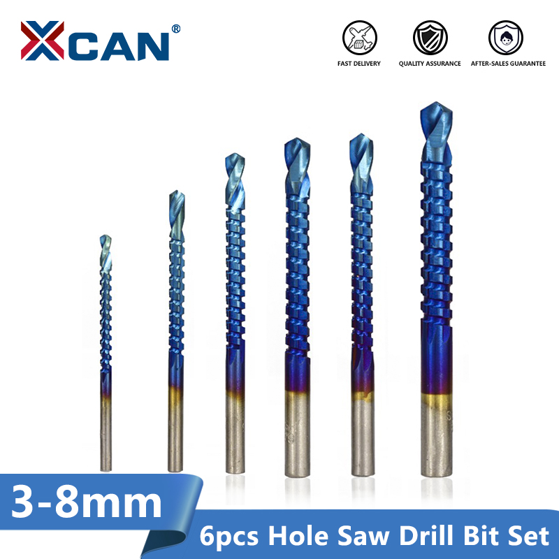 XCAN HSS Drill Bit 6pcs 3-8mm Blue Coated Hole Saw Drill Bit Set Wood Hole Cutter Core
XCAN HSS Drill Bit 6pcs 3-8mm Blue Coated Hole Saw Drill Bit Set Wood Hole Cutter Core