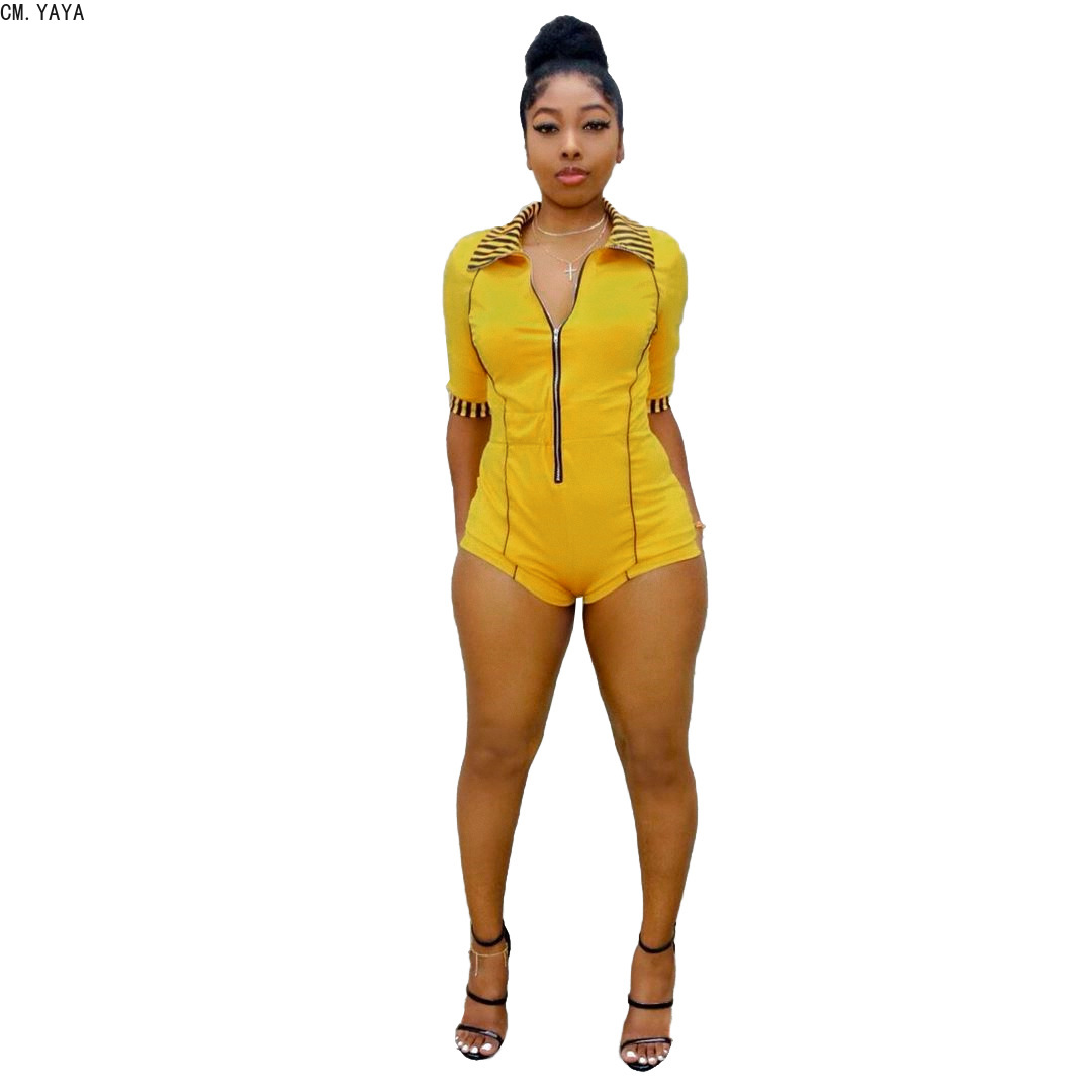 CM.YAYA Sexy Playsuit Club One Piece Outfit Turn-down collar Neck three quarter sleeve Zipper Women Nightclub Playsuit CML8075, Yellow
CM.YAYA Sexy Playsuit Club One Piece Outfit Turn-down collar Neck three quarter sleeve Zipper Women Nightclub Playsuit CML8075, Yellow