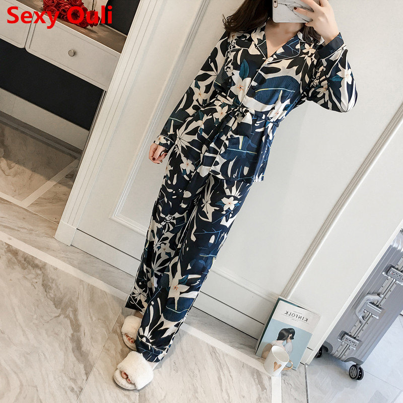Women Without Eyeshade Fashion Pyjama Womens Silk Pajamas Set Spring 2 Pieces Casual Home Clothing Sleep Lounge
Women Without Eyeshade Fashion Pyjama Womens Silk Pajamas Set Spring 2 Pieces Casual Home Clothing Sleep Lounge