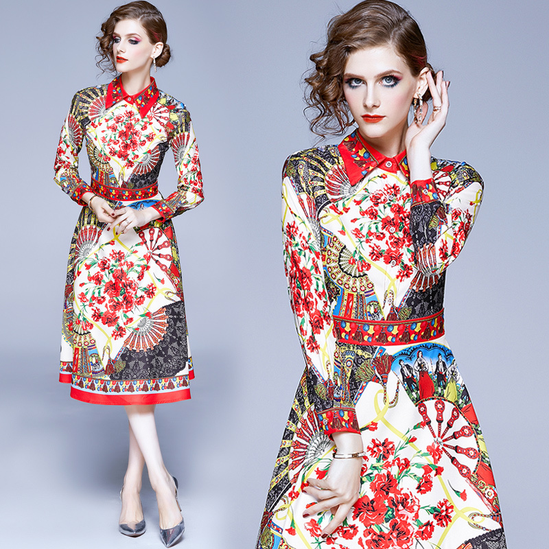 Dropshipping Spring Summer Fall Runway Floral Vintage Print Collar Long Sleeve Button Front Women Ladies Casual Party A-Line Midi Beach Dress, Multi
Dropshipping Spring Summer Fall Runway Floral Vintage Print Collar Long Sleeve Button Front Women Ladies Casual Party A-Line Midi Beach Dress, Multi