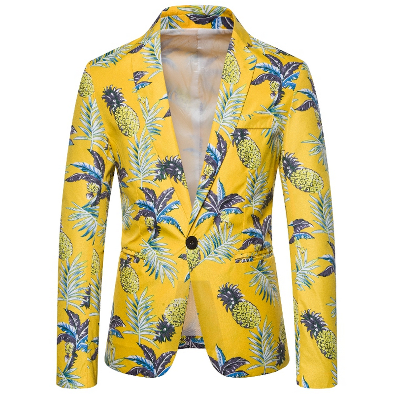 New Men Suit Jacket Hawaii Flower Style Fashion Pineapple Print Coat Male Autumn High Quality Suit Jacket European Size -3XL, Cx101
New Men Suit Jacket Hawaii Flower Style Fashion Pineapple Print Coat Male Autumn High Quality Suit Jacket European Size -3XL, Cx101
