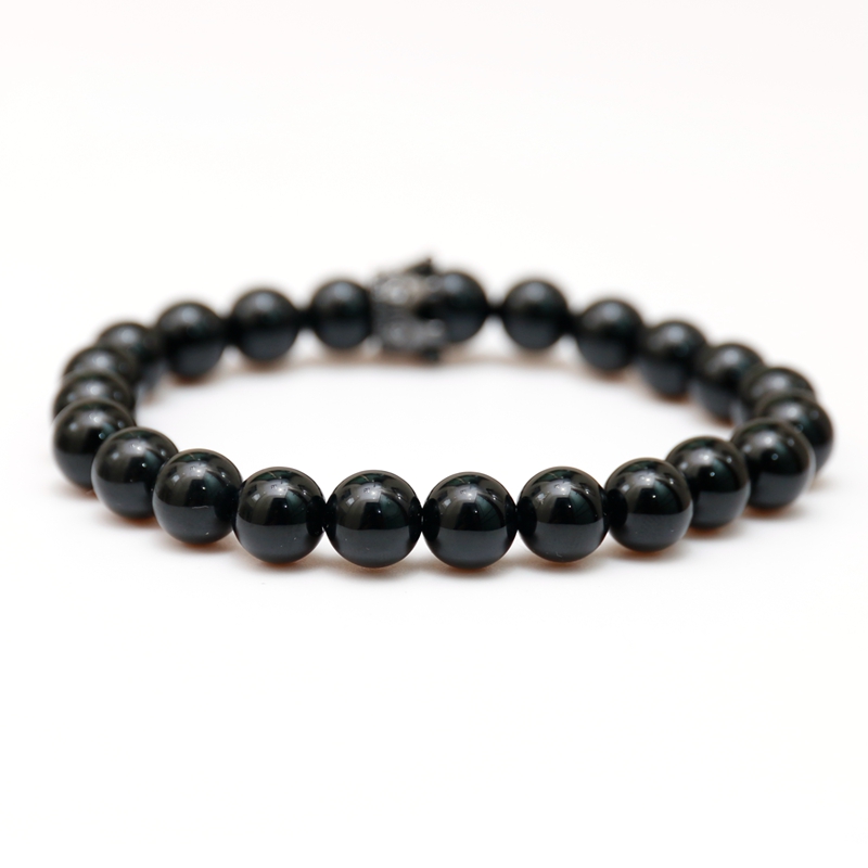 Jewelry 2pc Men's and Women's 8mm Mixed Style Crown Energy Stone Beads Elastic Bracelet Couple