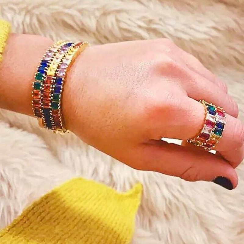 2024 Gold Princess Cut Topaz CZ Ring 1b9e