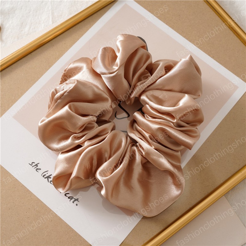 Ins Big Size Bright Color Hair Scrunchies Women Silk Scrunchie Elastic Hair Bands Girls Headwear Donut Grip Loop Ponytail Holder