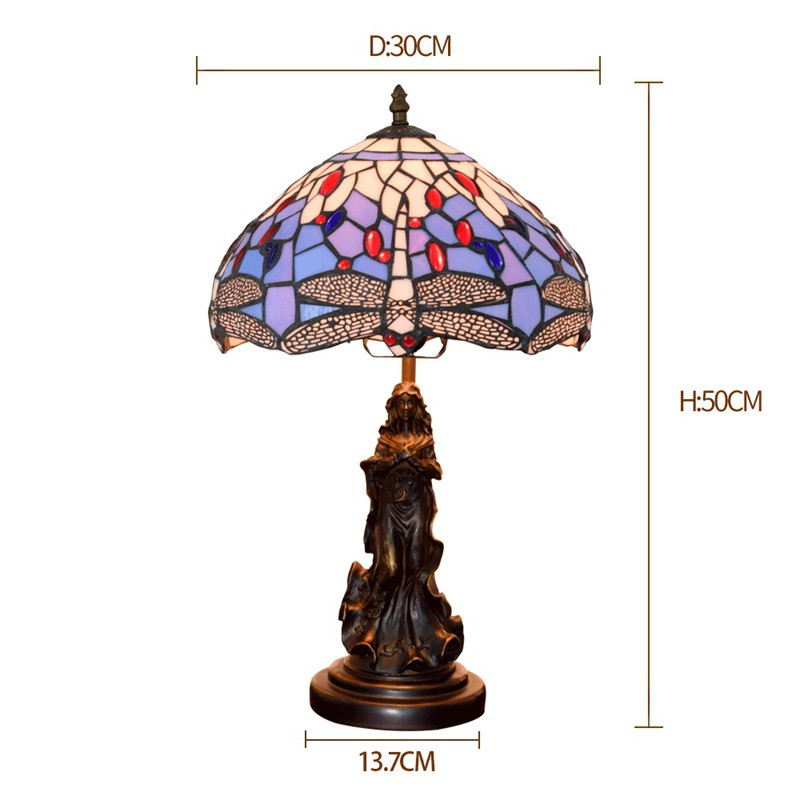 Tiffany stained glass table lamps bar hotel hall room desk lamp online push button switch beautiful angel base lightsTF048