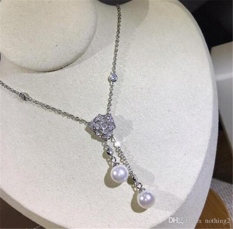 Rose Necklaces S925 Sterling Silver Pendant Fresh Water Pearl For Women Party Wedding Gift