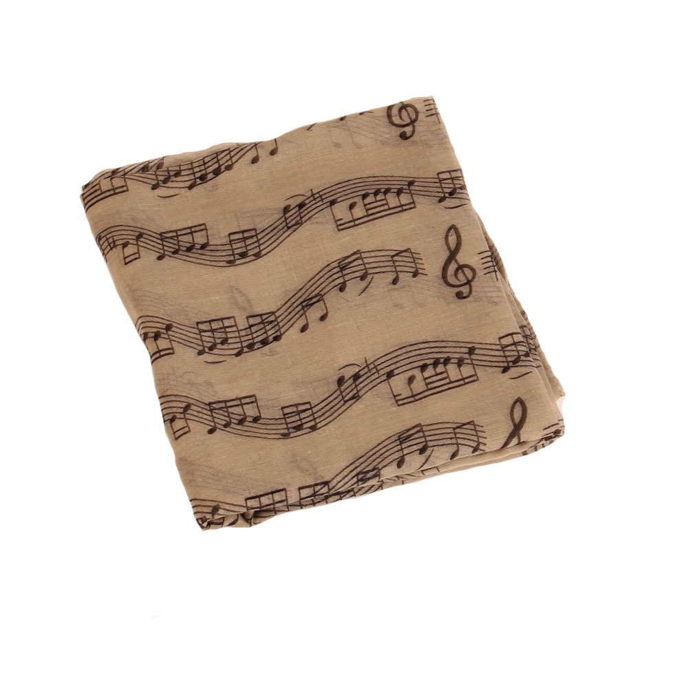 Female Women Lady Fashion Musical Note White Chiffon Printed Neck Scarf Wrap Shawl Accessories winter scarf