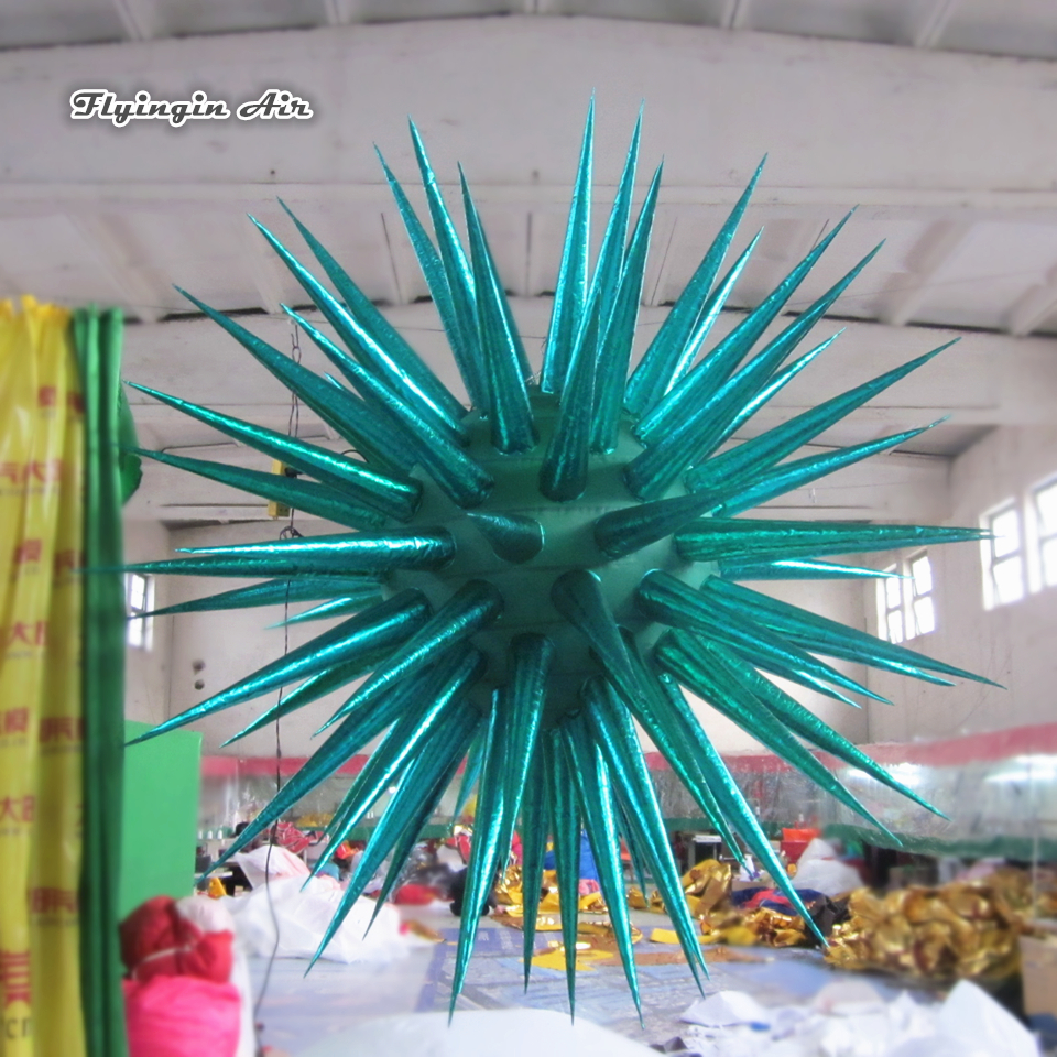 Hanging Inflatable Sea Urchin Balloon 2m Multicolor Planet Model Air Blown Thorn Ballon For Ceiling Decoration