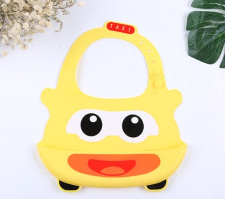 Waterproof Bibs Food Grade Silicone Baby Bibs Easy to Clean Feeding Bib Comfortable Soft Adjustable Baby Bibs cartoon Car Design Bib