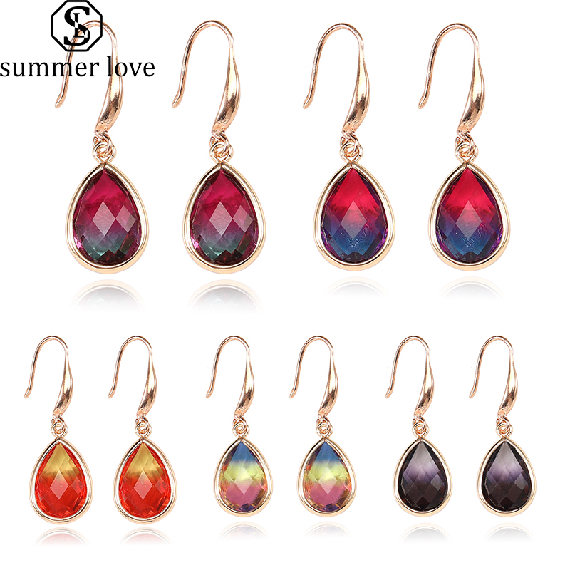 New Waterdrop Colorful K9 Crystal Pendant Dangle Earring for Women Girl Unique Design Geometric 18K Gold Hook Earring Fashion Jewelry Gift
New Waterdrop Colorful K9 Crystal Pendant Dangle Earring for Women Girl Unique Design Geometric 18K Gold Hook Earring Fashion Jewelry Gift