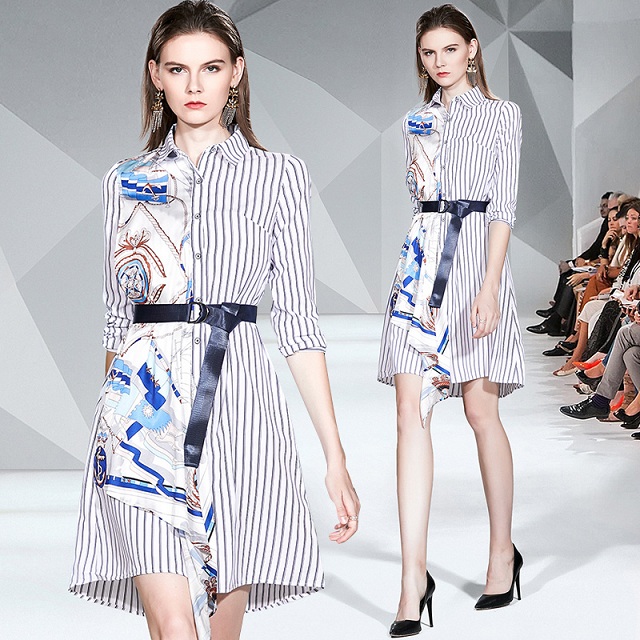 Luxury White Designer Dress Women Long Sleeve Lapel Neck Floral Striped Button Shirt Ladies Runway Dress Elegant Office Asymmetrical Dresses, Customize
Luxury White Designer Dress Women Long Sleeve Lapel Neck Floral Striped Button Shirt Ladies Runway Dress Elegant Office Asymmetrical Dresses, Customize