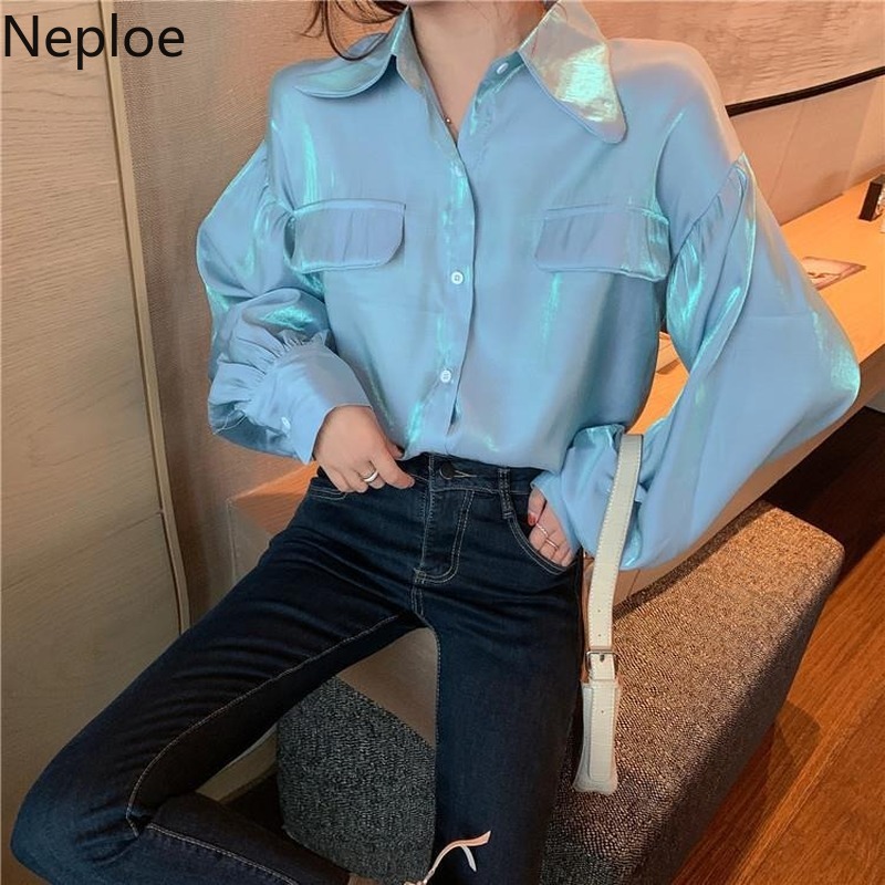 Neploe Blouse Women Spring 2020 Korean Single Breasted Puff Sleeve Ladies Shirt Blusa Loose Casual Lantern Sleeve Blouse 1A485, Blue
Neploe Blouse Women Spring 2020 Korean Single Breasted Puff Sleeve Ladies Shirt Blusa Loose Casual Lantern Sleeve Blouse 1A485, Blue