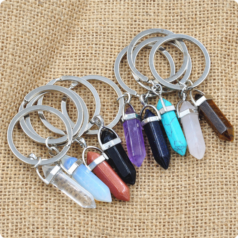 Bulk Natural stone Keychains Hexagonal prism Bullet Quartz Point Healing Crystals Chakra key chains DIY Jewelry Accessories
Bulk Natural stone Keychains Hexagonal prism Bullet Quartz Point Healing Crystals Chakra key chains DIY Jewelry Accessories