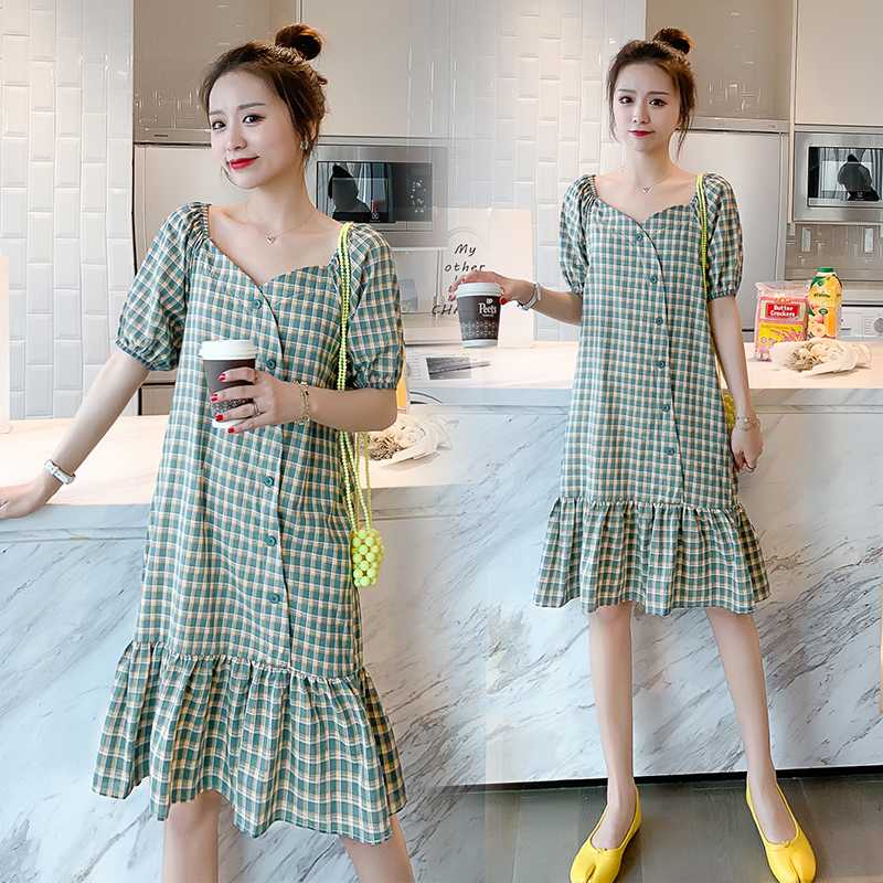 8976# Maternity Dress Summer Plaid Cotton Short Sleeve Loose Stylish Dress for Pregnant Women Mom, The picture color
8976# Maternity Dress Summer Plaid Cotton Short Sleeve Loose Stylish Dress for Pregnant Women Mom, The picture color