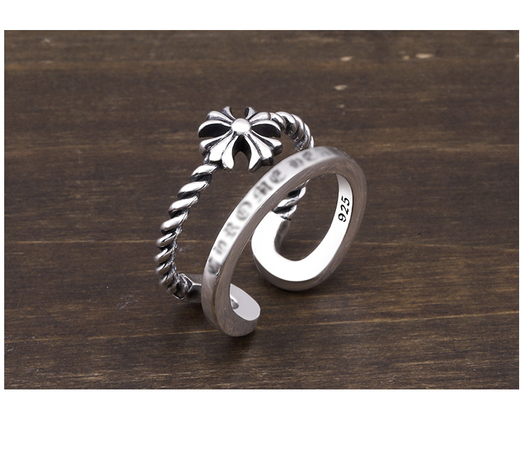 Brand new 925 sterling silver fashion jewelry vintage American European style designer cross flower open ring free shipping