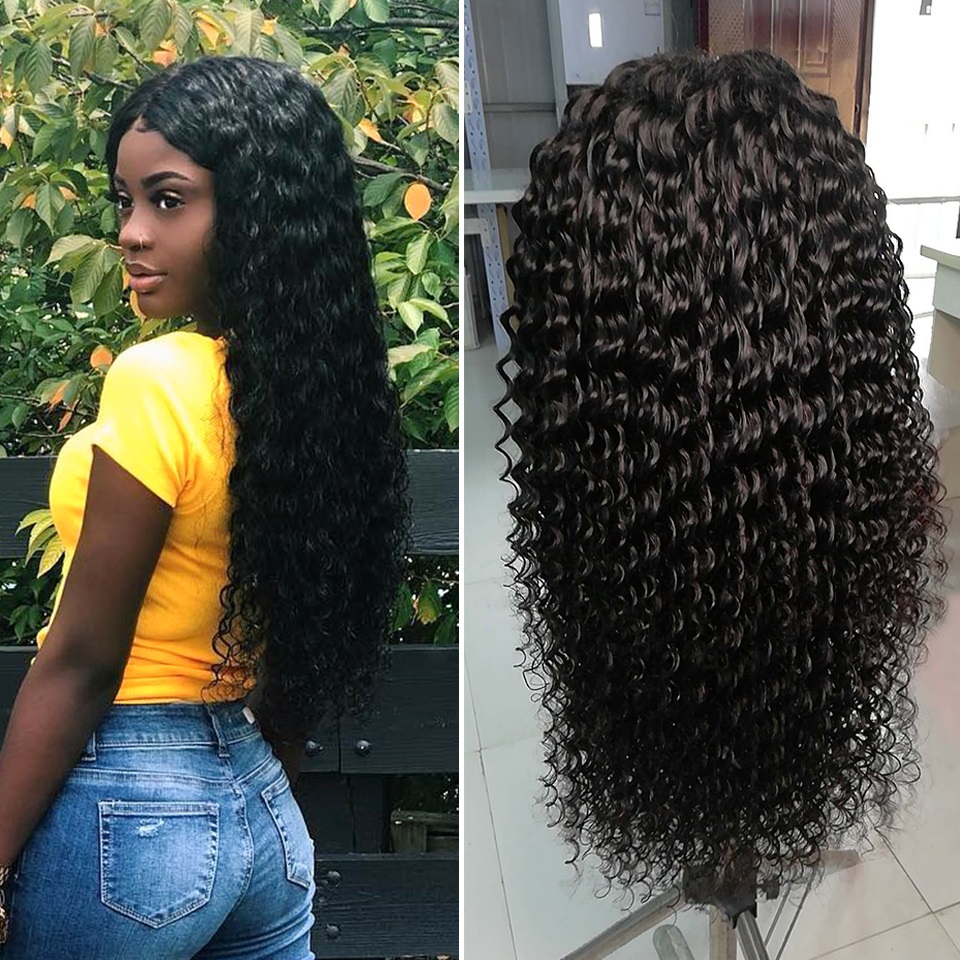 Deep Wave Lace Front Human Hair Wigs DIVA 250 Density Pre Plucked Brazilian Human Hair 360 full lace human Wigs For Black Women