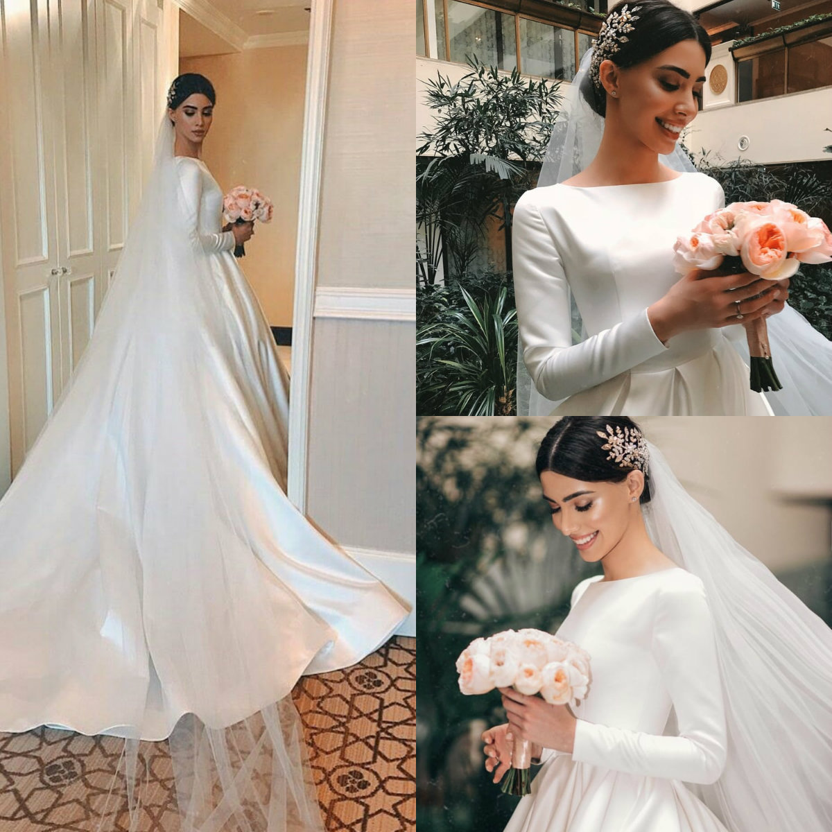 Simple 2019 Elegant Country Wedding Dresses Jewel Neck Satin Sweep Train Long Sleeve Bridal Gowns Custom Made Plus Size Wedding Dress, Pink
Simple 2019 Elegant Country Wedding Dresses Jewel Neck Satin Sweep Train Long Sleeve Bridal Gowns Custom Made Plus Size Wedding Dress, Pink