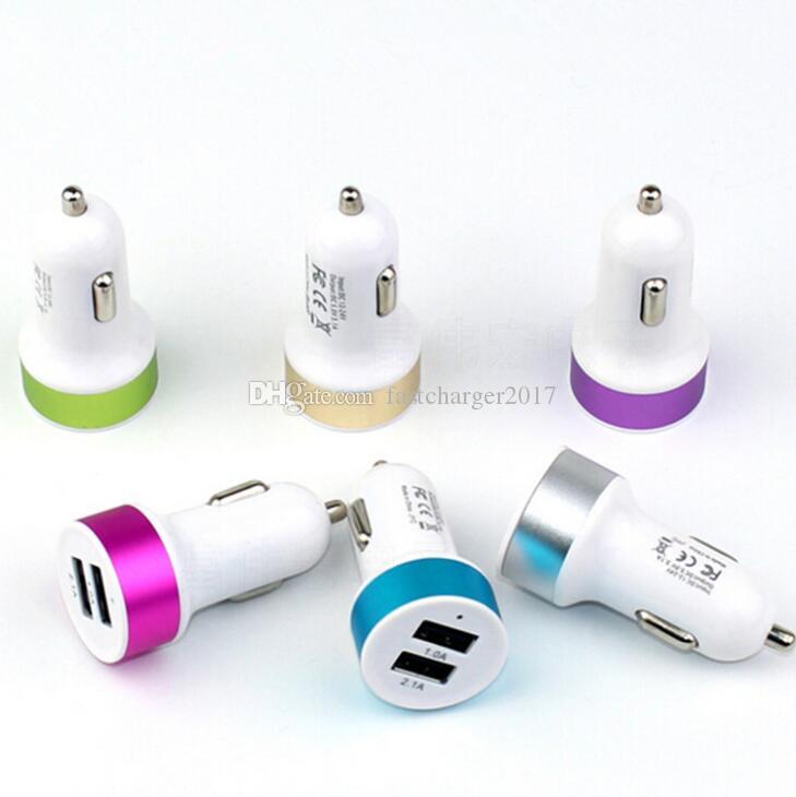 Dual USB 5V 2.1A Car Charger Auto Power adapter Chargers for iPhone 7 8 x 11 12 13 14 15 pro max samsung S20 S23 huawei android phone pc gps