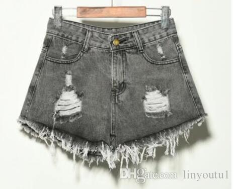2020 female fashion casual summer cool women denim Shorts high waists fur-lined leg-openings Plus size sexy short Jeans