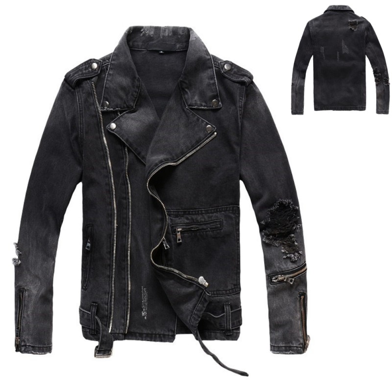 New B Mens stylist Jackets Ripped Denim Jackets Zippers Streetwear Distressed Motorcycle Biker Jeans stylist Jacket
