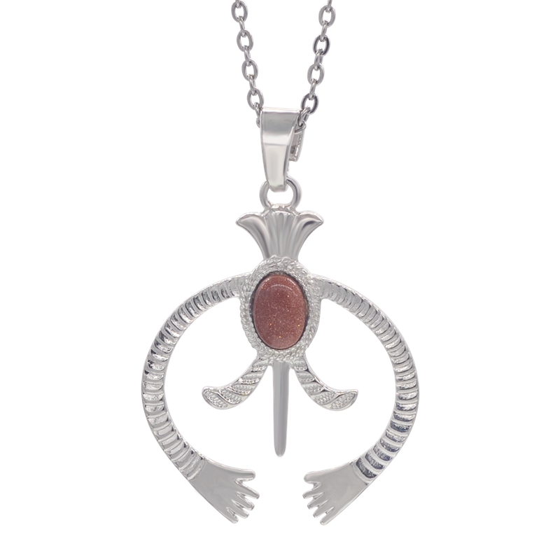 12 pieces of silver horseshoe natural stone bead pendant necklace men and women stainless steel necklace hanging price jewelry