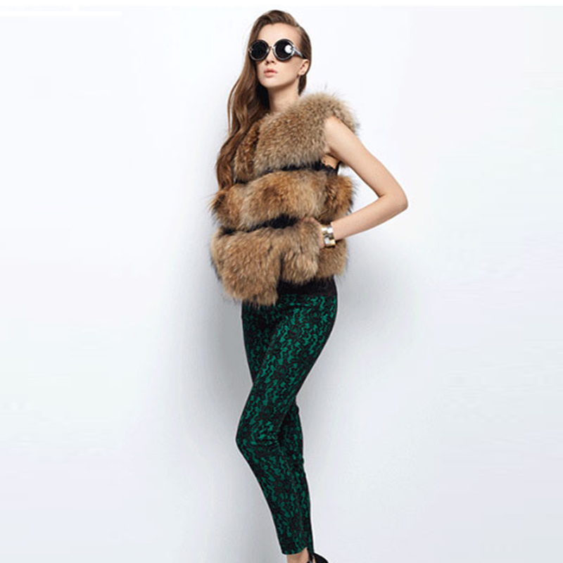 New Arrival Gilet Fashion Women Vest Faux Raccoon Dog Fur Short Vests Coat Female Waistcoat Pc147 B4