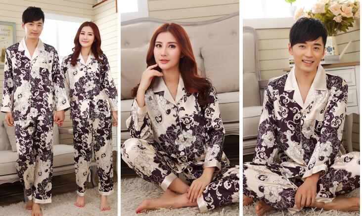 Wholesale-Women Men Winter Rayon Silk Fleece Sleepwear Pajama Set Couples Robes Nightwear