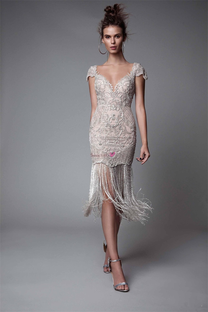 berta cocktail dresses luxury lace beading beads sexy backless short prom dress evening gowns formal party dress with tassel