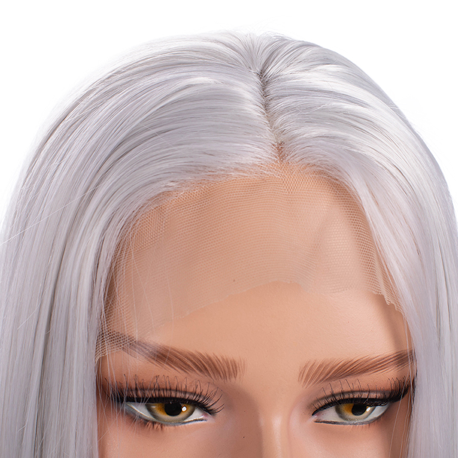 Straight Long Hair Sexy Color Middle Parting Synthetic Wig Cosplay Style Heat Resistant White Lace Front Wigs For African Black Women