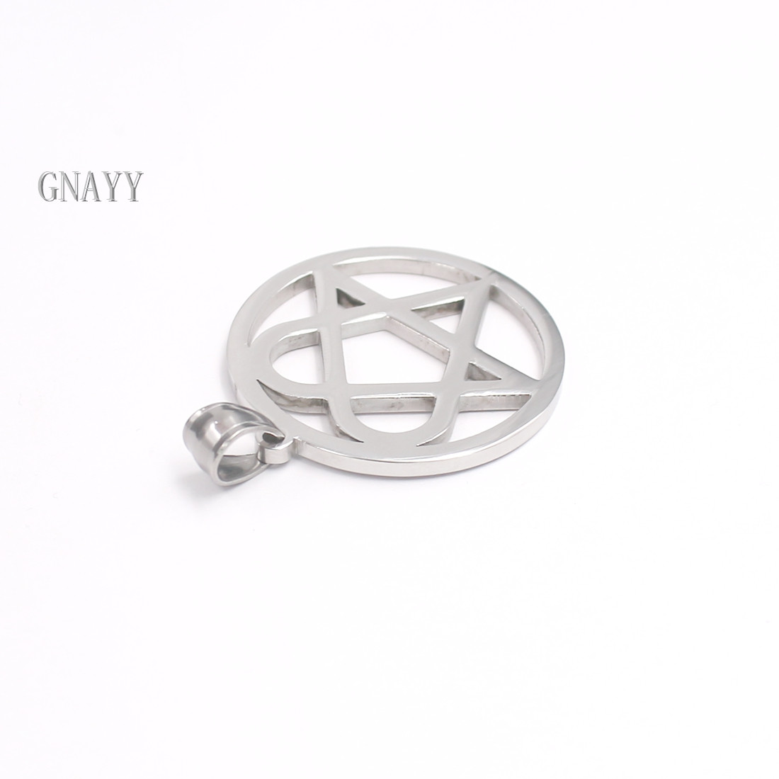 Best price Punk jewelry Him Necklace Stainless Steel Heartagram Pendant Merch Logo Symbol Silver 4mm 24" curb Chain