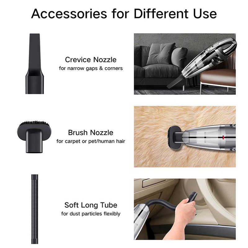 Car Handheld USB Vacuum Cleaner Cordless Powerful Cyclone Suction Portable Rechargeable Easy Using Quick Charge Wet Dry