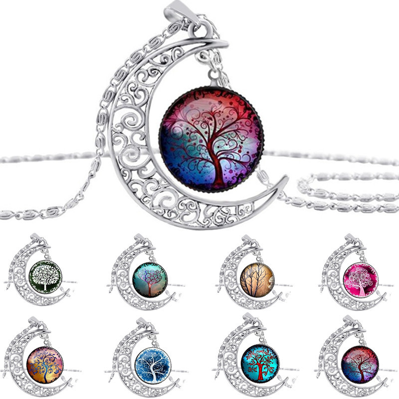8 Styles Life Tree Art Picture Pendant Necklace Statement Chain Crescent Moon Glass Cabochon Necklace Women Jewelry Gifts, Silver
8 Styles Life Tree Art Picture Pendant Necklace Statement Chain Crescent Moon Glass Cabochon Necklace Women Jewelry Gifts, Silver
