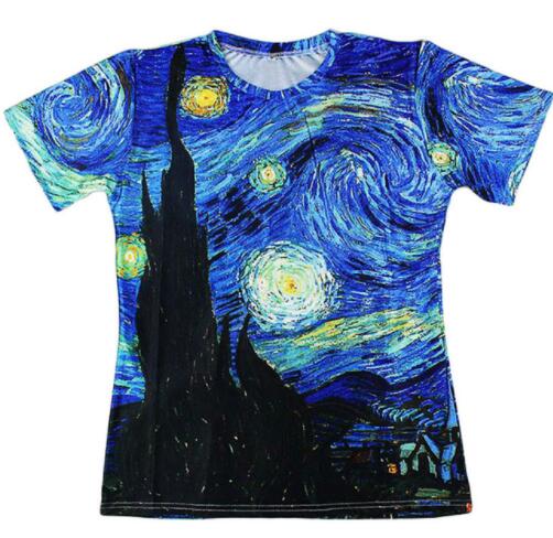 

Classic Oil Painting Men's Clothing 3D Printed T-shirts Vincent Van Gogh Starry Night Vintage Men Tops Tees Personality T Shirt, As shown
