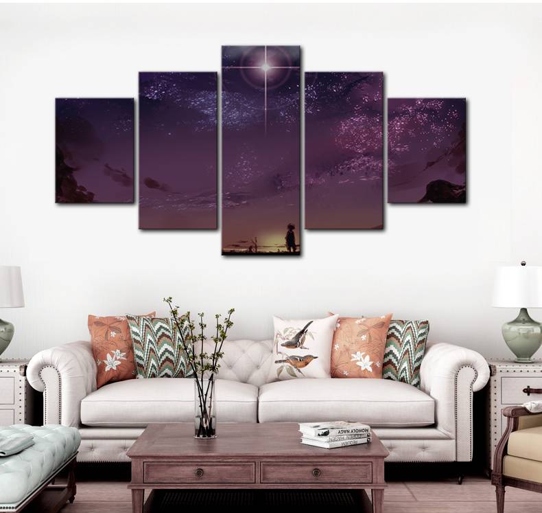 5pcs/set Unframed Look Upon the Sky Stars Painting On Canvas Wall Art Painting For Living Room Decor
