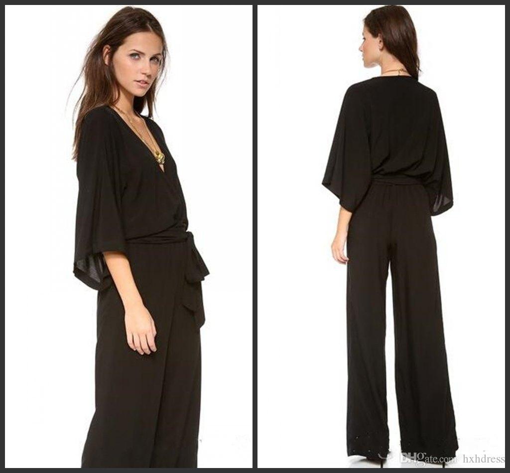 2019 New Simple Latest Black Chiffon Jumpsuit Evening Wear Cheap Deep V Neck 3/4 Long Sleeve Bow Sash Pants Suit Custom Made, Hunter green
2019 New Simple Latest Black Chiffon Jumpsuit Evening Wear Cheap Deep V Neck 3/4 Long Sleeve Bow Sash Pants Suit Custom Made, Hunter green