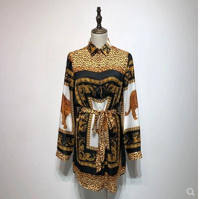 X82602Ohvera Multi Leopard Wrap Sexy Party Dresses Women Sashes Mini Shirt Dress Elegant Autumn Dress 2018 Vestidos