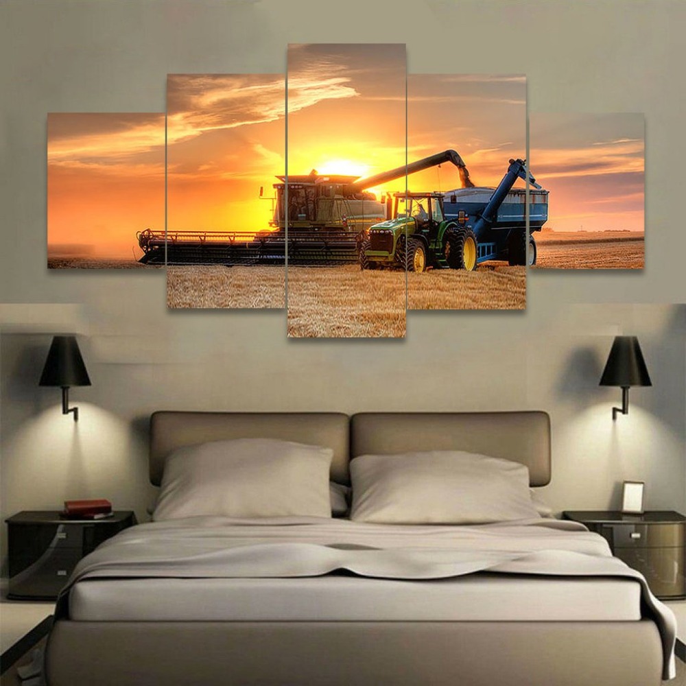 5 piece canvas On Farm Tractor Canvas picture painting decor print poster wall art Living room background decoration Hd canvas painting