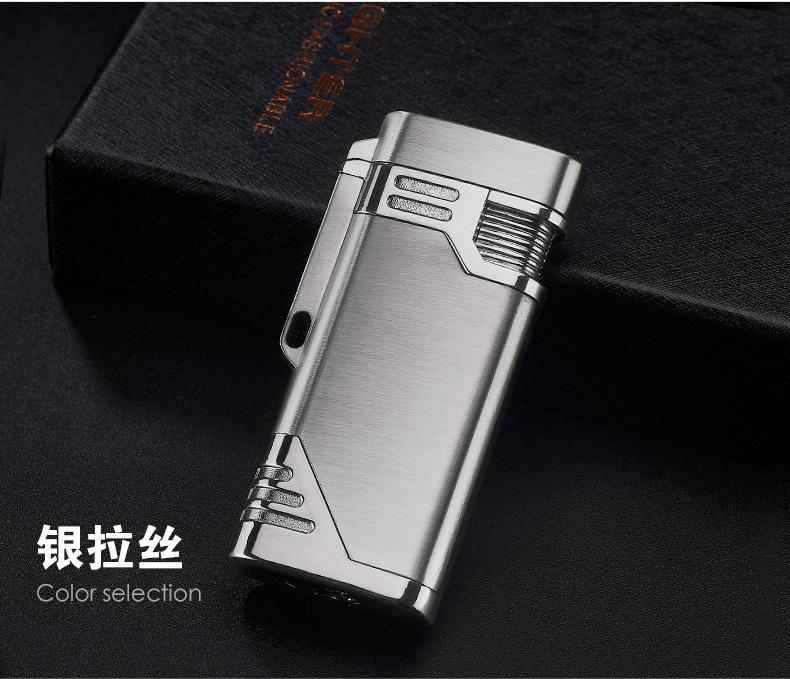 New Arrival Two Nozzles Blue Bussiness Pipe Turbo Jet Butane Metal Lighter Cigarette 1300 C Fire Windproof Torch W260202