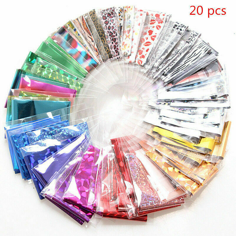 Sticker Decal Decorating Techniques 20pcs DIY Art Foil Fingernail Large Transfer Sticker.A874