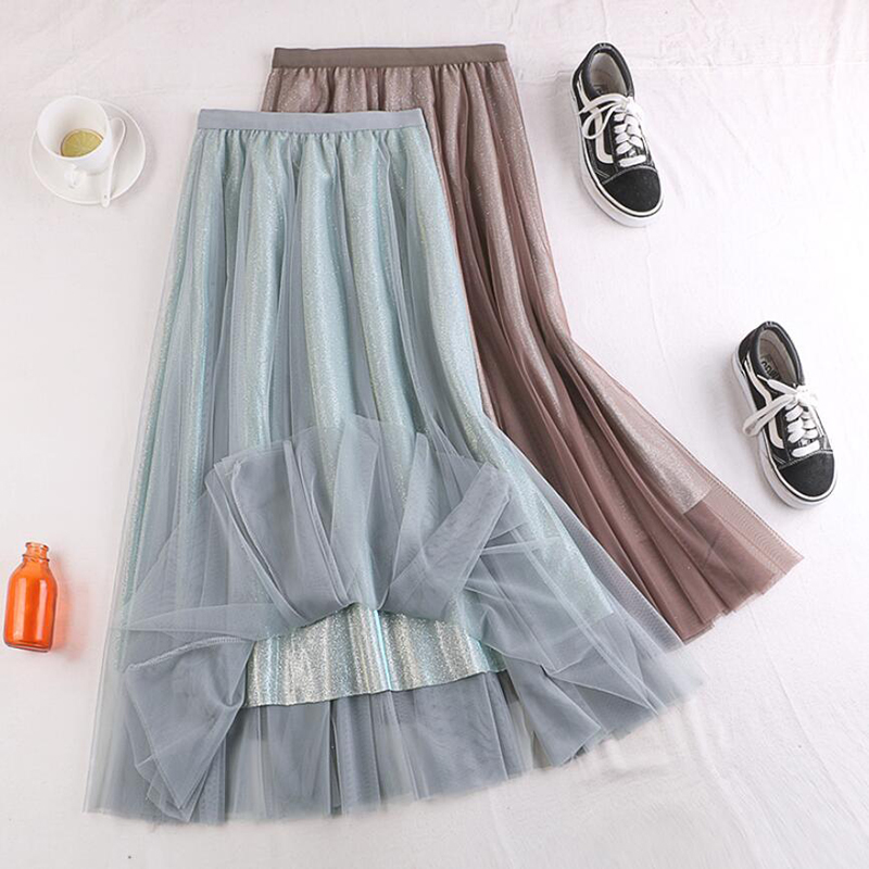 2020 Spring summer Elegant Pleated Skirts Womens High Waist Sequins Patchwork Mesh Long Skirt Ladies High Quality Midi Skirt, Black
2020 Spring summer Elegant Pleated Skirts Womens High Waist Sequins Patchwork Mesh Long Skirt Ladies High Quality Midi Skirt, Black