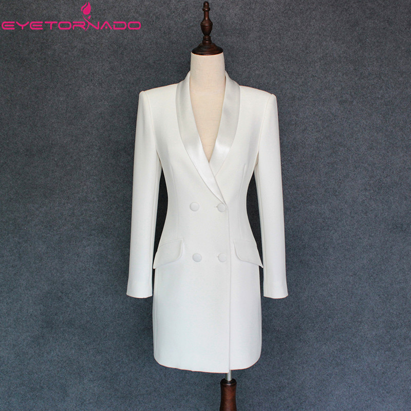 Women Autumn Double Breasted Notched Blazer White Casual Work Business Suit Formal Pockets Solid Classic Blazer Outwear 9828, As pic
Women Autumn Double Breasted Notched Blazer White Casual Work Business Suit Formal Pockets Solid Classic Blazer Outwear 9828, As pic