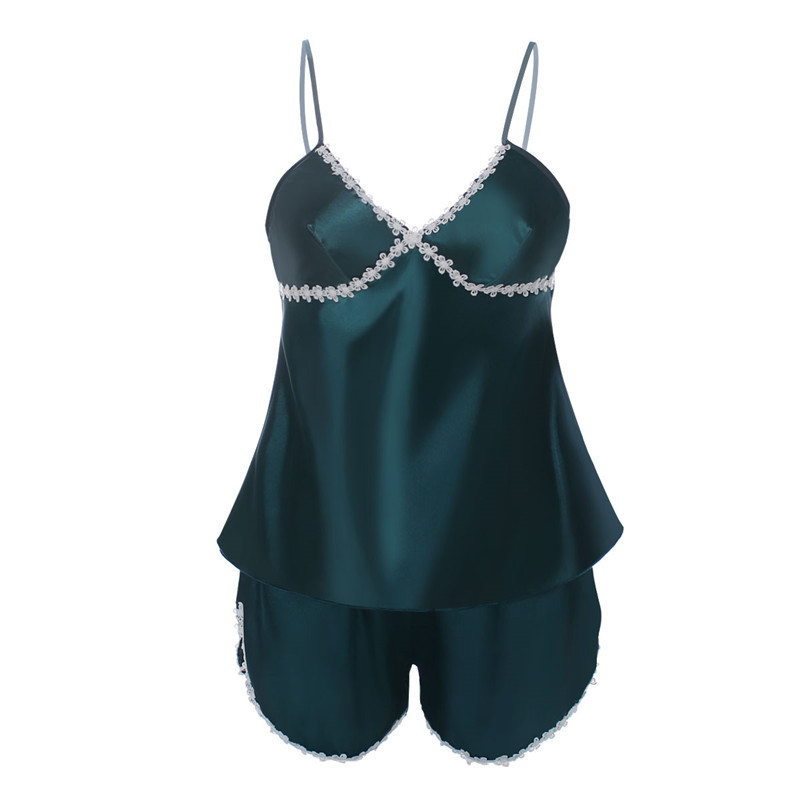 Female Sexy Silk Satin Lace Pajama Set Women Underwear Sleepwear Sexy Nightwear Sleeveless Sleepwear Pajamas Lingerie Nightshirt
Female Sexy Silk Satin Lace Pajama Set Women Underwear Sleepwear Sexy Nightwear Sleeveless Sleepwear Pajamas Lingerie Nightshirt